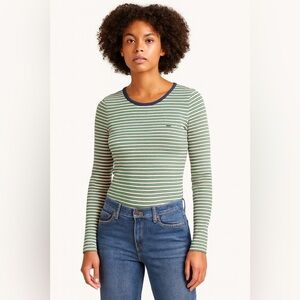 Lacoste Stretch Long Sleeve Striped Top – Sz 38 (Small/US 4–6) NWT